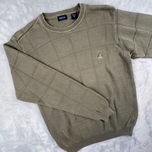 Y2K IZOD Men's Olive Green Crew Neck Long Sleeve‎ Sweater Made in Israel  Size M